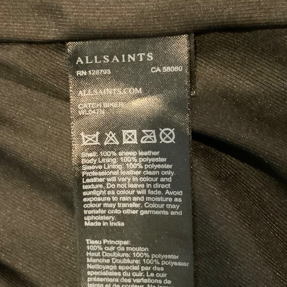 ALL SAINTS Leather Catch Biker Jacket Size 0 - Picture 8 of 10